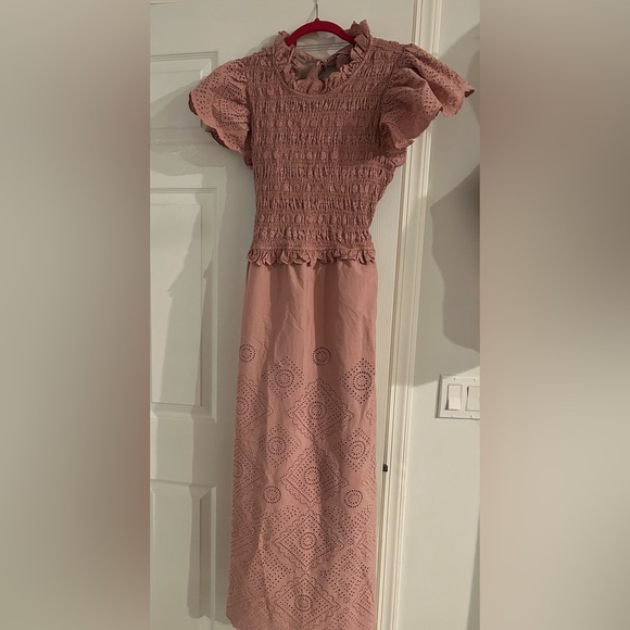 Sea New York Backless Eyelet maxi dress with in Dusty Rose size 10 - Picture 1 of 7